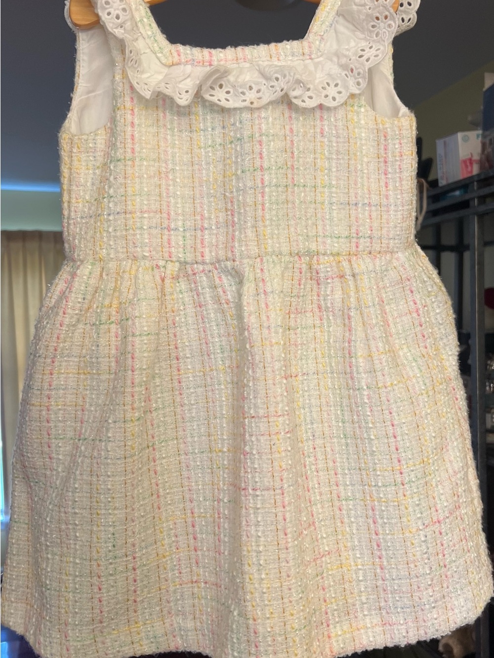Janie and Jack White Tweed Dress with Pastel Stripes